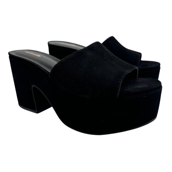 Larroudé Miso Platform Sandals Suede Black Size 10 New With Box - Picture 3 of 15